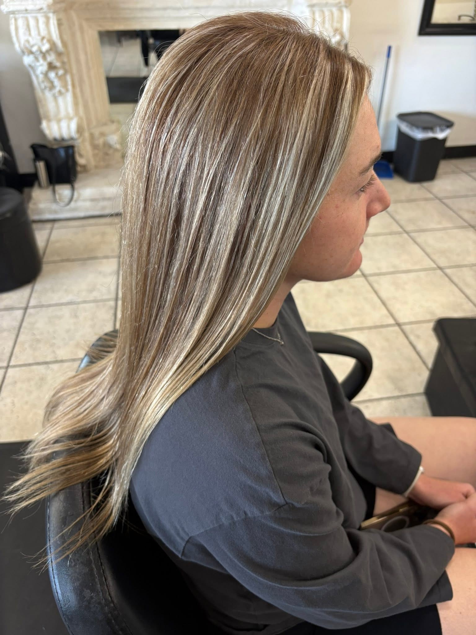 Long dimensional highlights styled by Heidi Mancini